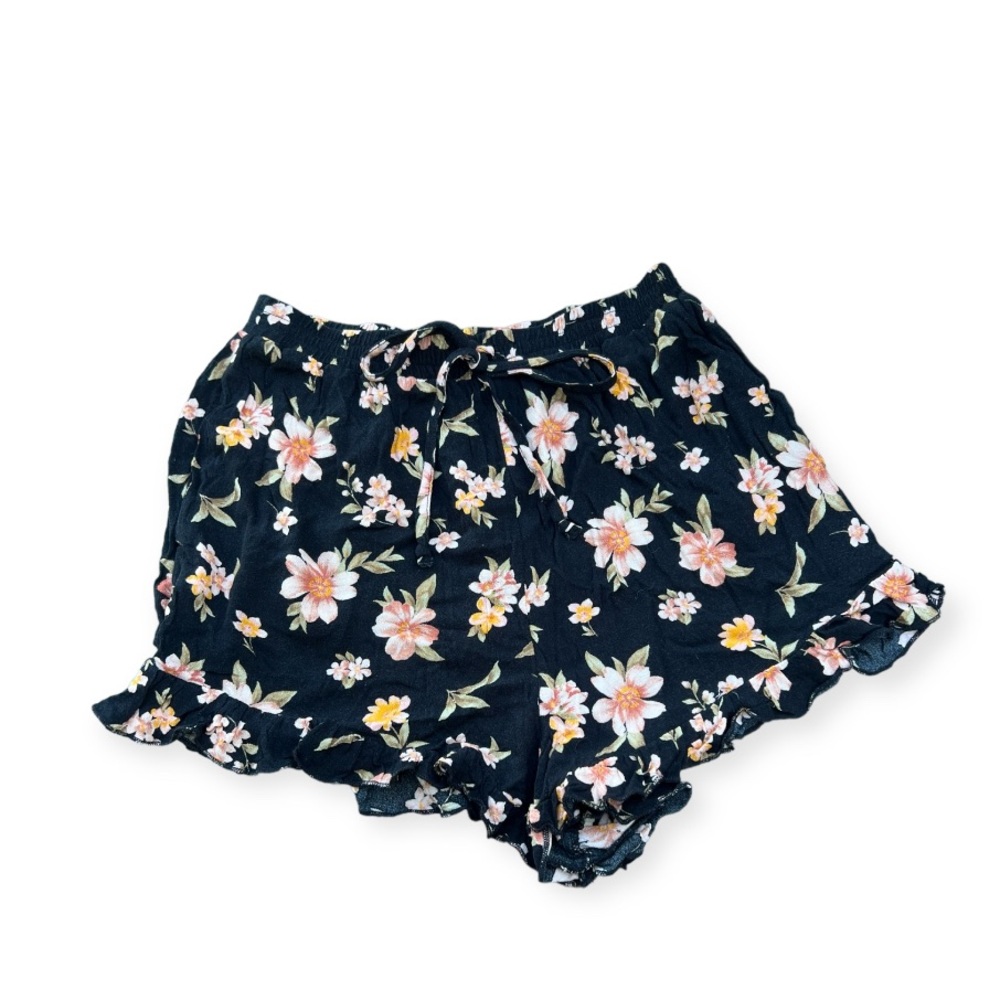 American Eagle Outfitters Women's Size‎ XS Black Floral  Pull On Ruffle Shorts